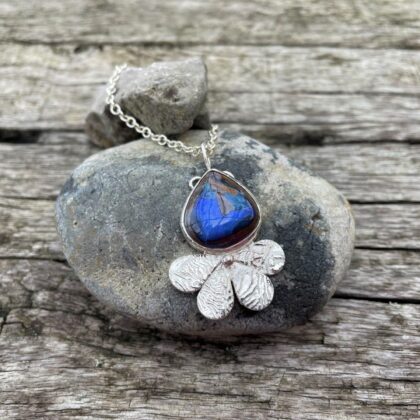 boulder opal-woodworm-pear drop-pendant-sterling silver-sandrakernsjewellery