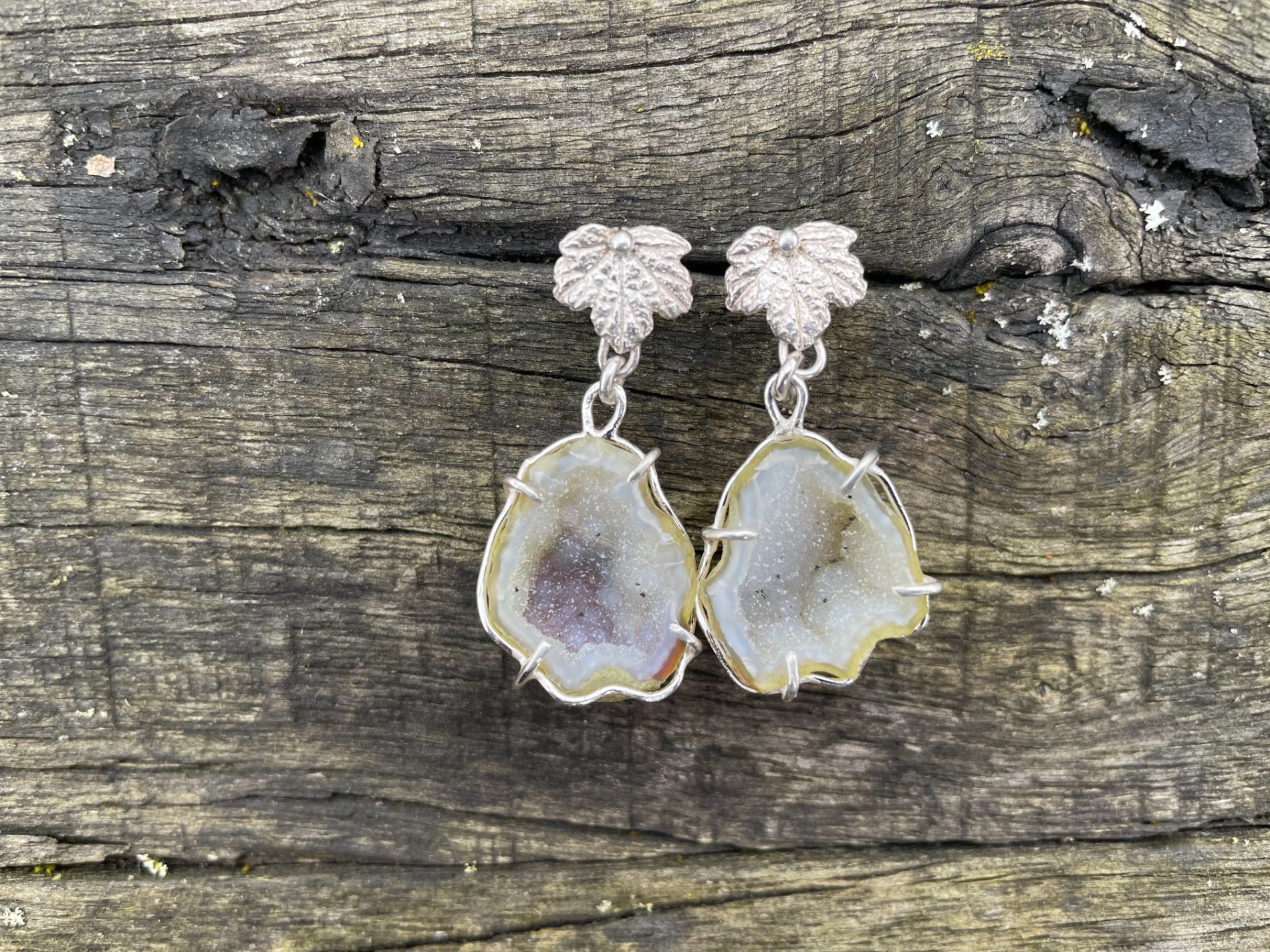 Real druzy earrings sale