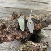 sage leaf-silver-peridot-earrings-textured-green-sandrakernsjewellery