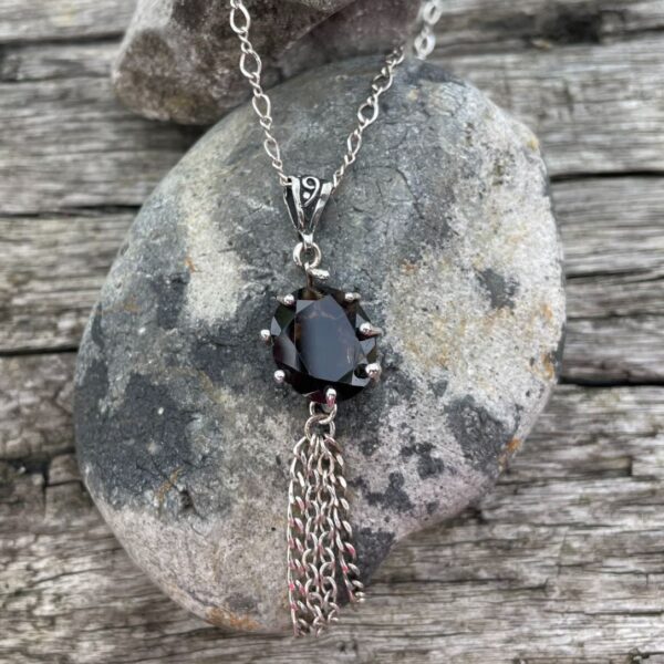 smokey quartz-pendant-bobble-sterling silver-front-sandrakernsjewellery