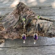 suffragette-earrings-gold-amethyst-peridot-pearl-side-sandrakernsjewellery